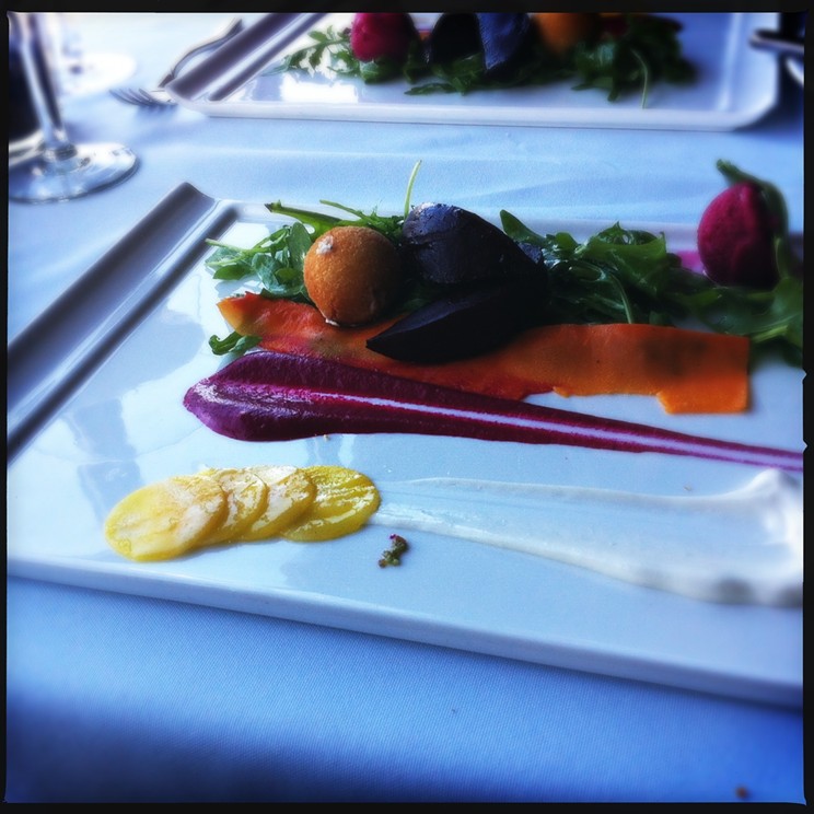 At Seasons the beet salad features three preparations of beets, including an ice creamy version