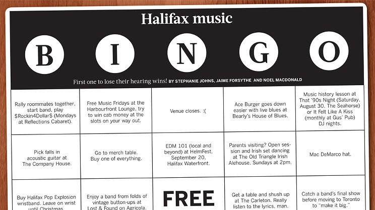 Halifax music bingo