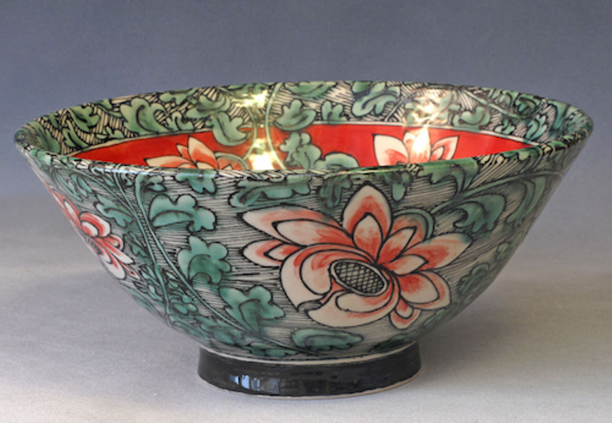 Chinese-style Bowl, Red Flowers 2010