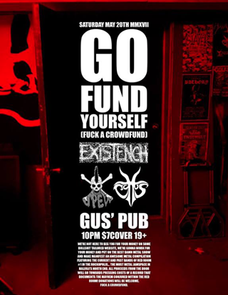 Go Fund Yourself!! Local Metal Compilation Fundraiser w/ Existench, Spew, Cottus