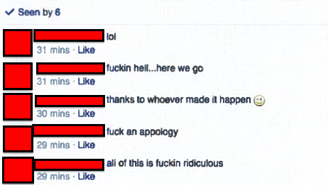 A screenshot from the Dalhousie DDS Class of 2015 Gentlemen Facebook group. One member has written "Fuck an apology"