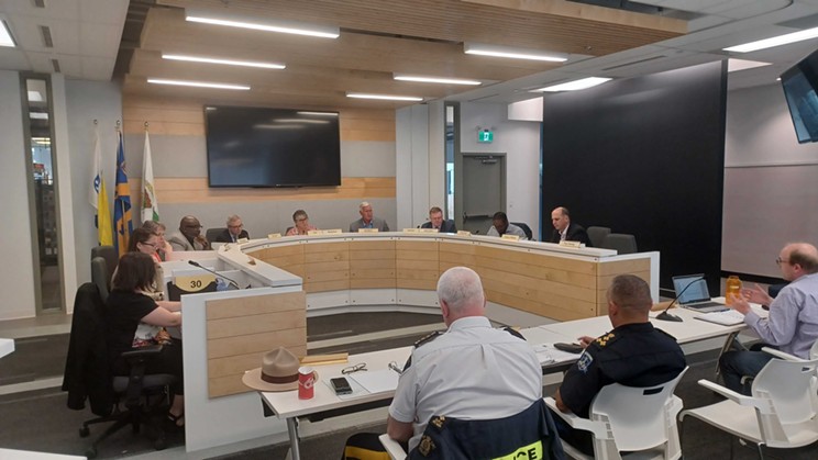 City staff makes a presentation to the Board of Police Commissioners about the new budget season schedule on Monday June 17, 2024.