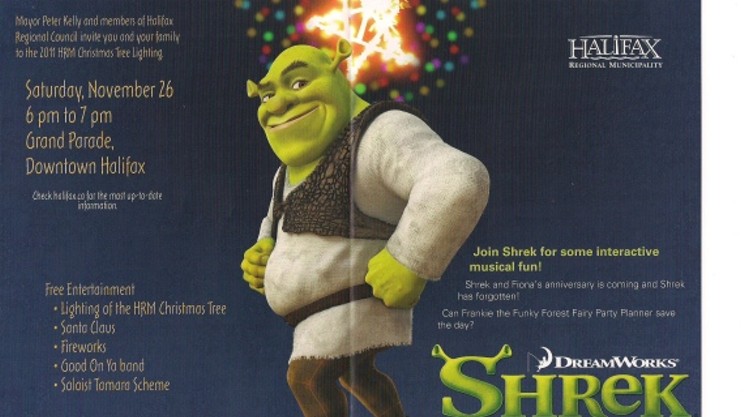 Halifax paid for Shrek's appearance at Christmas tree lighting