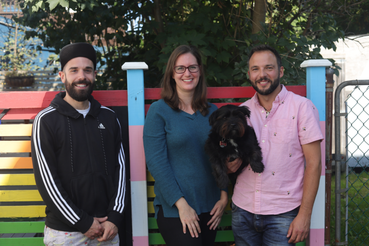 The Queer Gardeners—from left, Justin Chevrette, Erin Delorey, Hank the dog and Mike Scaife—are ready to bring queer spaces back to Halifax.