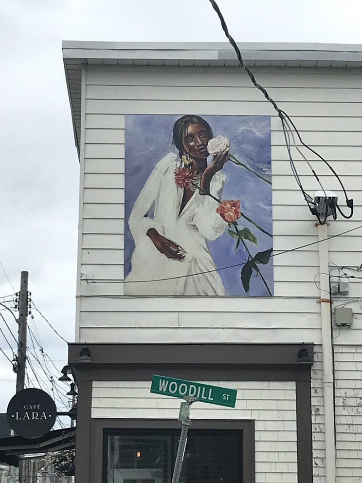 Jasmin-Nicole's largest public art piece to date sits above Cafe Lara on Agricola Street.