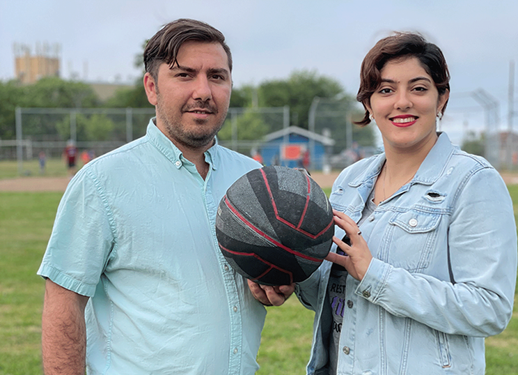 Dalhousie University research assistant Nader Zare, left, and PhD student Mahtab Sarvmaili co-lead the school's CYRUS artificial intelligence robotics team.