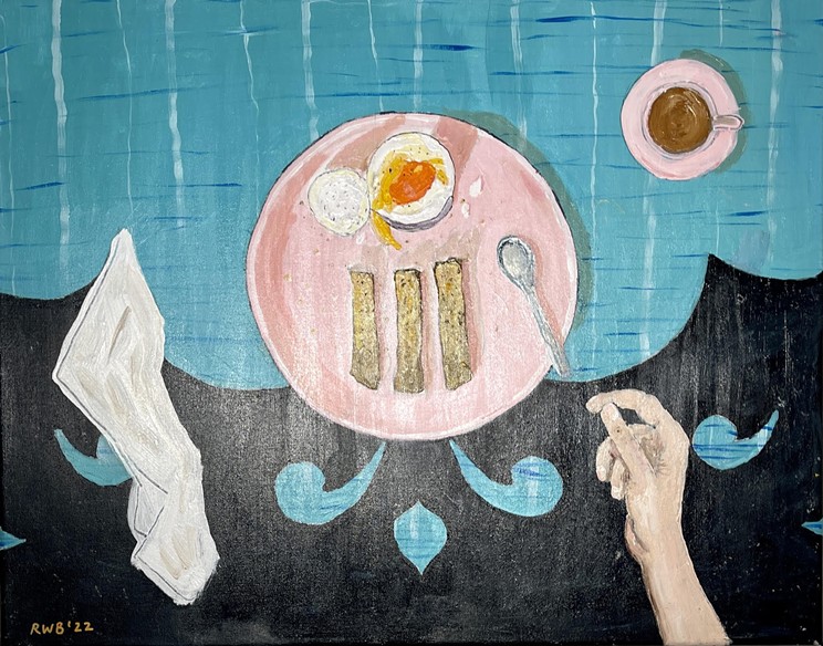 "Retro Breakfast" by Robyn Badger, an artist who is inspired by her apartment—and is now facing an eviction case she fears could leave her housing insecure.