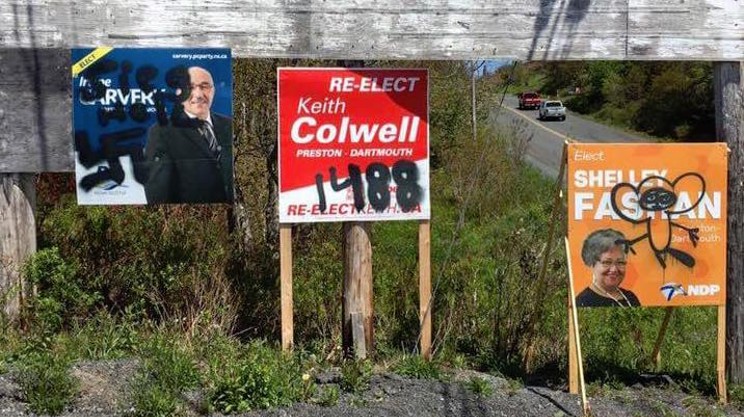 North Preston campaign signs defaced with racist imagery