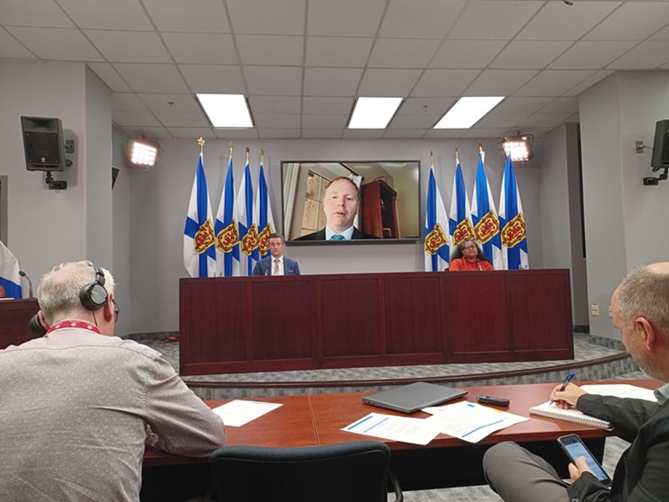 Finance minister Allan MacMaster delivers the provincial update via video conference