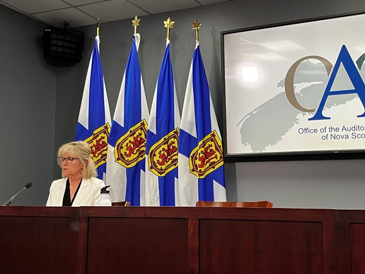 Nova Scotia auditor general Kim Adair addresses reporters on latest findings on school violence and prevention, on Tuesday, June 11.