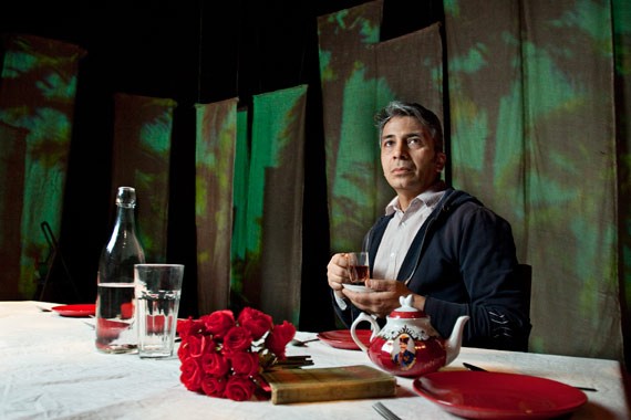 Shahin Sayadi acting in the 2015 theatre production Chess with the Doomsday Machine.
