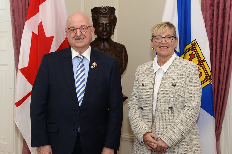 Newly sworn in Justice Minister Barb Adams with Lieutenant Governor Arthur LeBlanc.