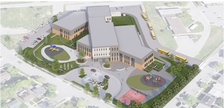 Exterior view of CSAP's propsed new Grade P-8 school, École sur la péninsule d’Halifax, which CSAP says will open in 2025.