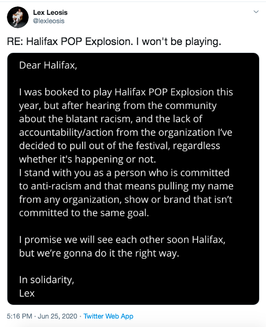 What is happening with the Halifax Pop Explosion?