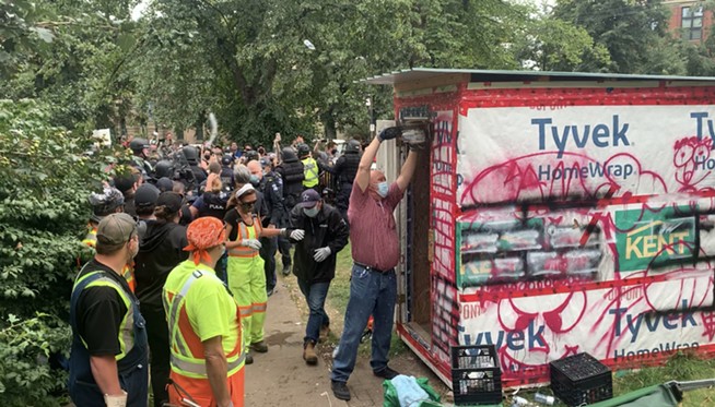 Police, protestors clash at trial over events of August 2021 shelter evictions