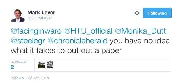 The Chronicle Herald is getting snippy on Twitter