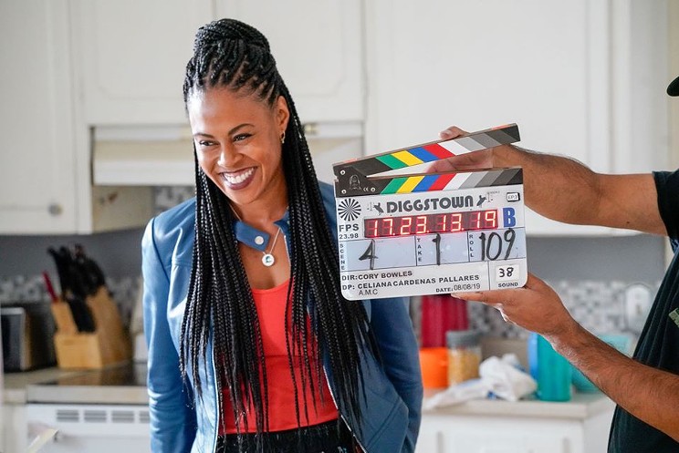 Diggstown was a critic's and award's darling. Here, series lead Vinessa Antoine is smiling between takes.