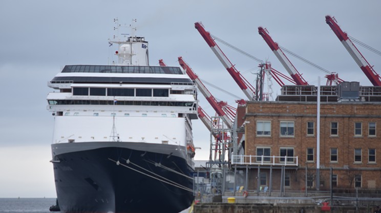An old USSR ship and a massive container ship arrive in Halifax Harbour this week